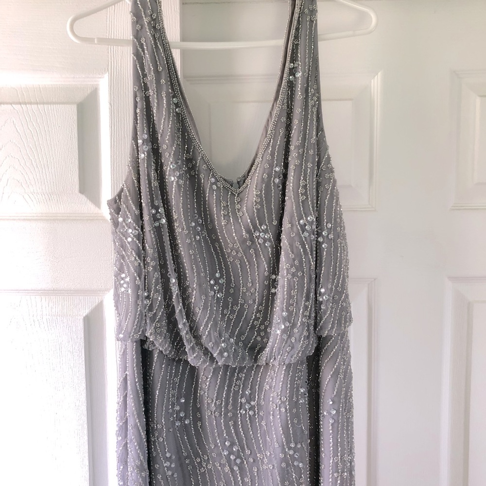 Altered Adrianna Papell beaded formal sleeveless blouson gown bridesmaid 16W GUC